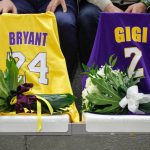Kobe and Gigi Bryant Jerseys on display in memorial